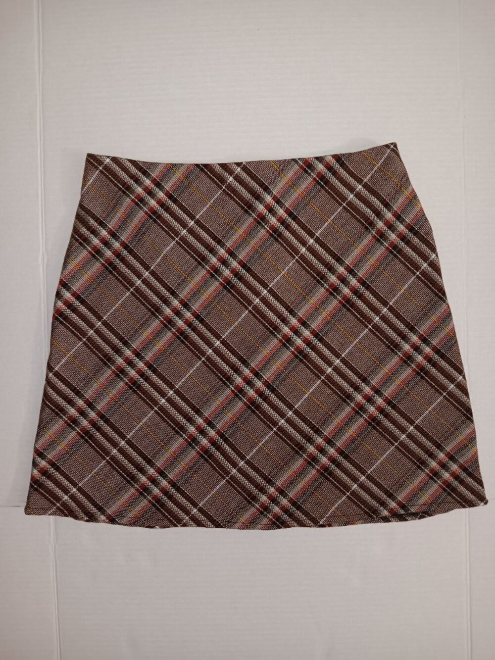 YITEMEI MULTI COLOR STRIPED PLAID FALL PRINT ZIPPER BACK SKIRT